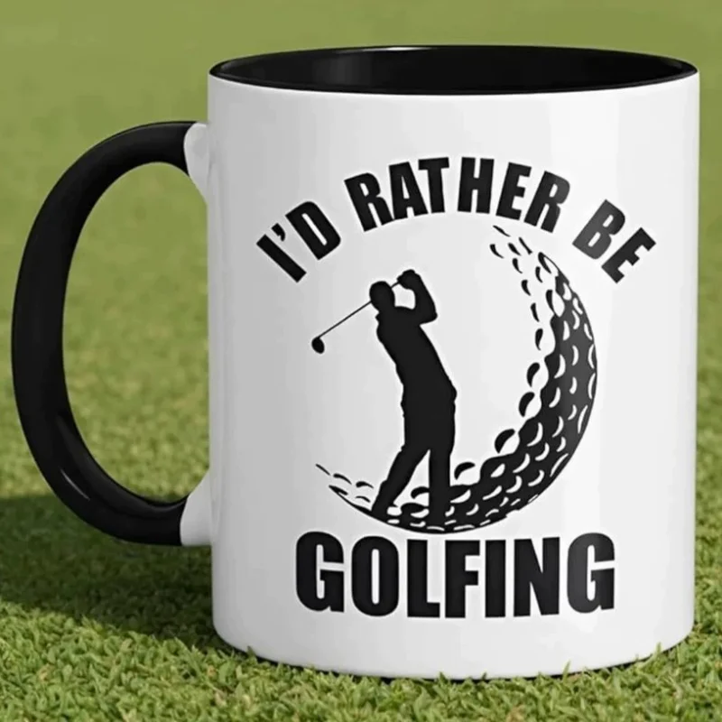 Golf mugs, ceramic coffee cups, English text cups, interesting mugs