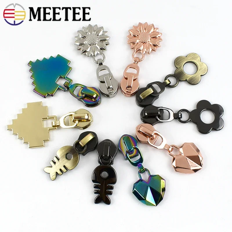 Meetee 5-20Pcs 5# Zippers Slider for Nylon Zipper Tape Garment Shoes Zips Pull Heads Bags Jacket Zip Repair Kits DIY Accessories