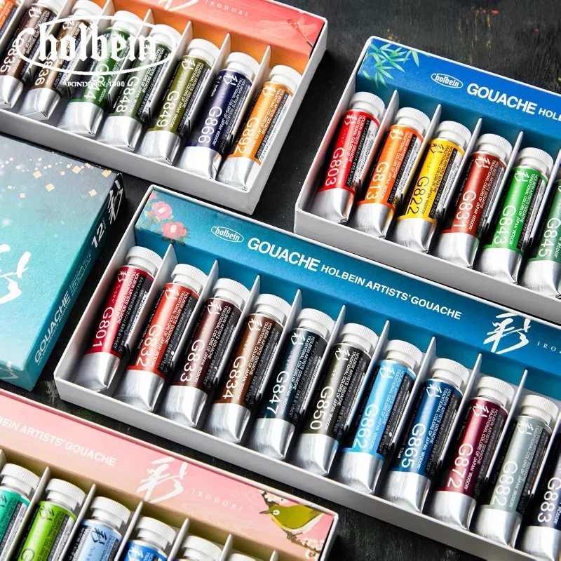 Japanese Holbein Irodori Four Seasons Artist Gouache Set 12 Colors 15ml Tubes Opaque Watercolor Art Painting Pigment Supplies