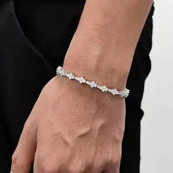 Iced Out Cubic Zirconia Tennis Bracelet, Layering Pulseiras, moda material para homens e mulheres