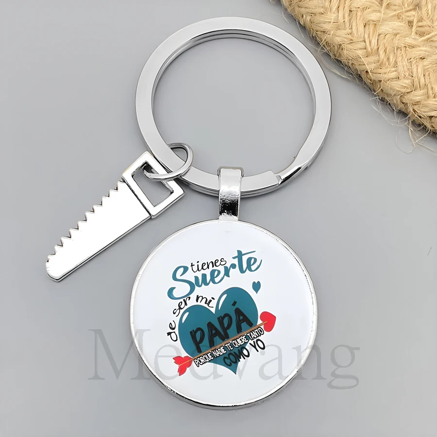 Spain thanks father for keychain You Are The Best Papa Saw accessories glass keychain Father's Day Dad's birthday jewelry gift