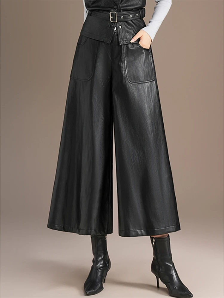 

2025 новые модные и универсальные утягивающие повседневные брюки с высокой талией, женские свободные прямые брюки с широкими штанинами, висящие на ощупь