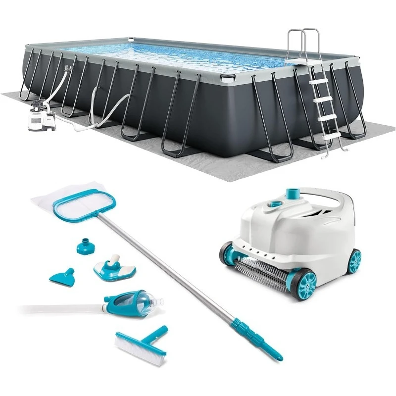 

26363EH Ultra XTR 24 фута x 12 футов x 52 дюйма Набор для надземного бассейна с насосом с песчаным фильтром, автоматическим пылесосом Deluxe