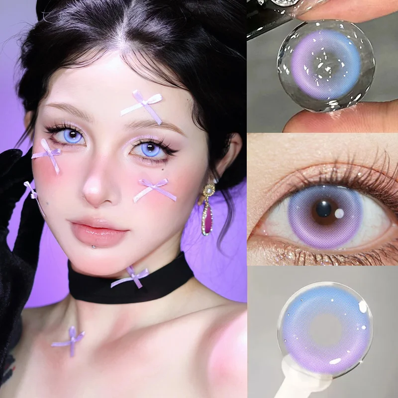 KSSEYE 1 Pair New Colored Contacts Lenses Fashion Blue Lense - 0.00 To - 8.00 Diopter Lenses High Quality Cute Beautiful Pupils