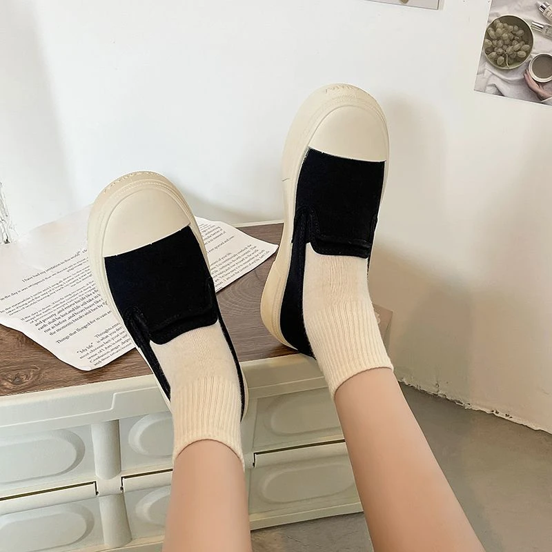 Canvas Shoes For Women Black Woman Footwear Slip On Low New Arrival 2024 Summer Chic Elegant Price With Luxury Fashion Offer