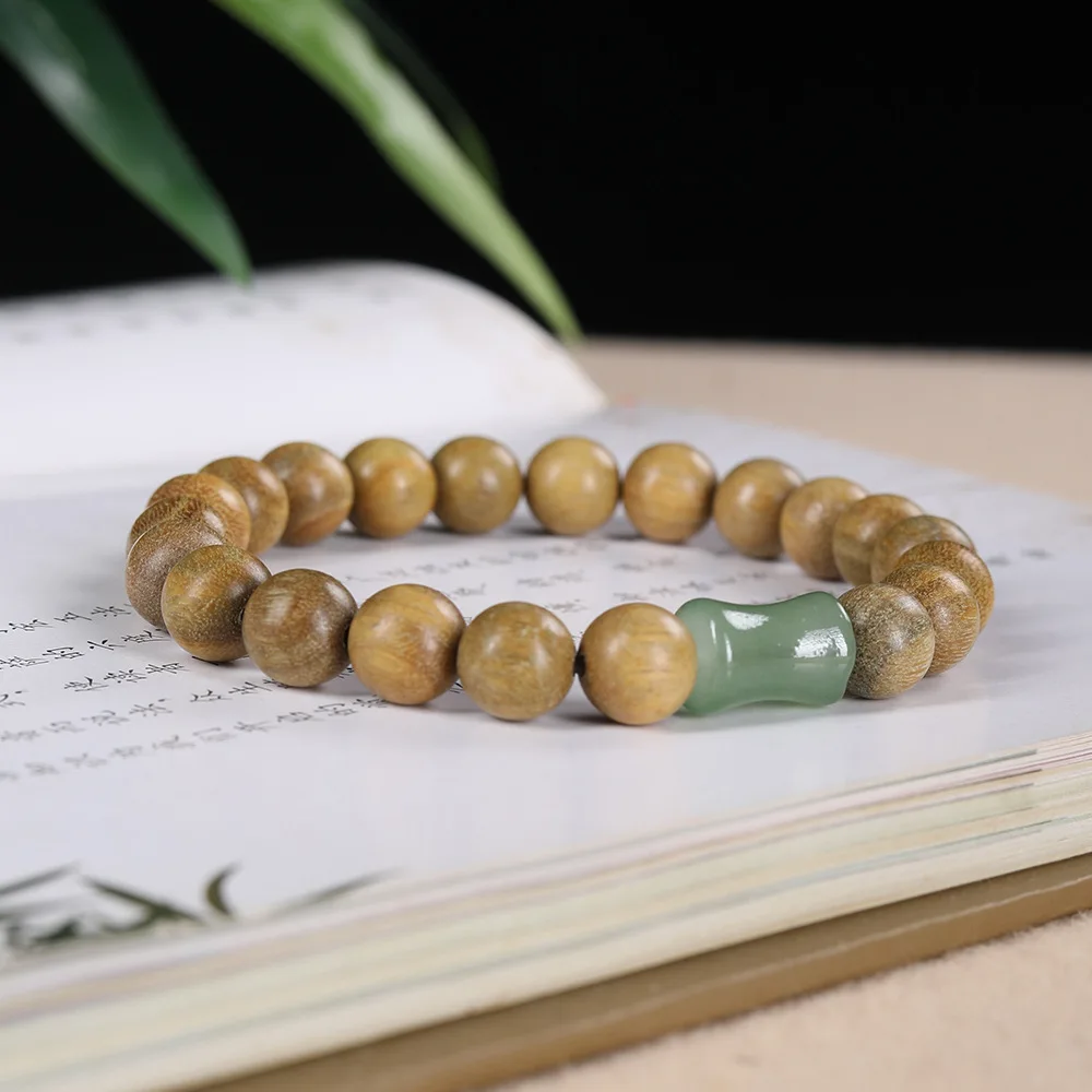 

Natural Old Green Sandalwood Bracelets: Unisex Couple Prayer Meditation Beads, Ethnic Style Wrist Accessories & Gifts