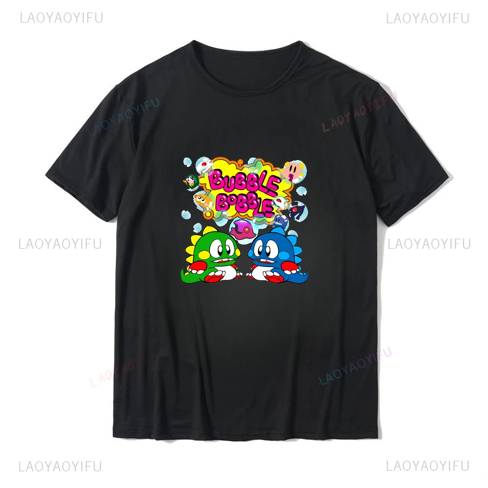 Bubble Bobble Print Casual T-shirt Graphic Retro Game Street Wear A Comfortable Summer Short-sleeved Crew-neck Top