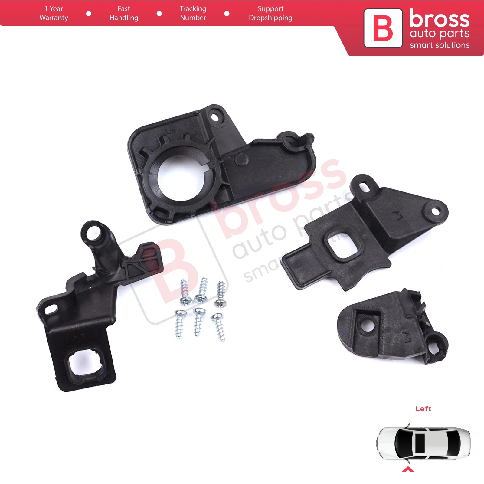 

BHL576-1 Headlight Holder Mount Repair Bracket Tab Set Left Side for Citroen C5 MK2 MK3 RD TD RW X7 2008-2017 6212F0