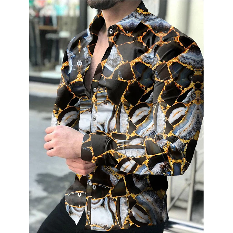 

Y2k Hawaii New Men Skull Long Sleeve Shirts Tops Social 3D Print Fashion Luxury Floral Clothing Casual Vintage Man y2k Clothes