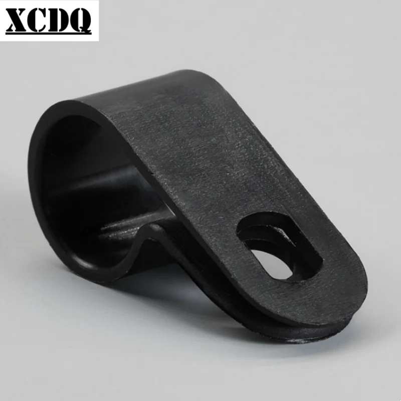 50pcs 100pcs Black P Style Mounting Clamp Bike Plastic Nylon R Shape Cable Clip Screw Fixed PC Board Wire Holder Cable Manager