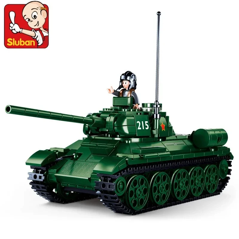 Sluban Military Series Building Blocks WW2 Heavy Main Battle Tank Panther Set With Mini Figure Model Bricks Toys For Kids Gifts