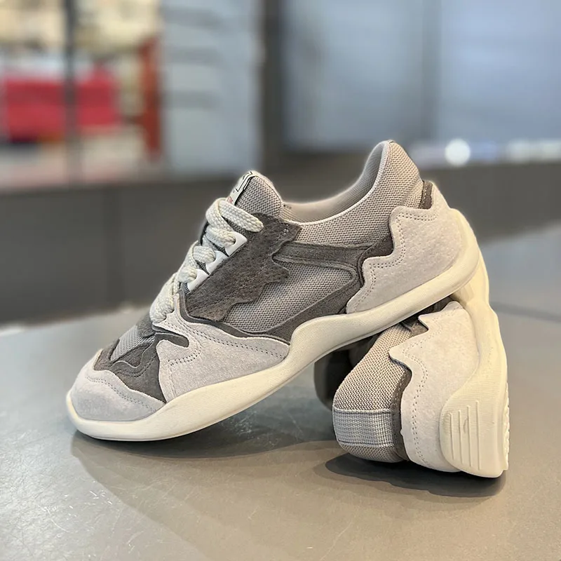 

Spring Vintage Thick-soled Patchwork Black Sneakers Casual Breathable Jogging Shoes Low-top Lace-up Sporty Summer Shoes