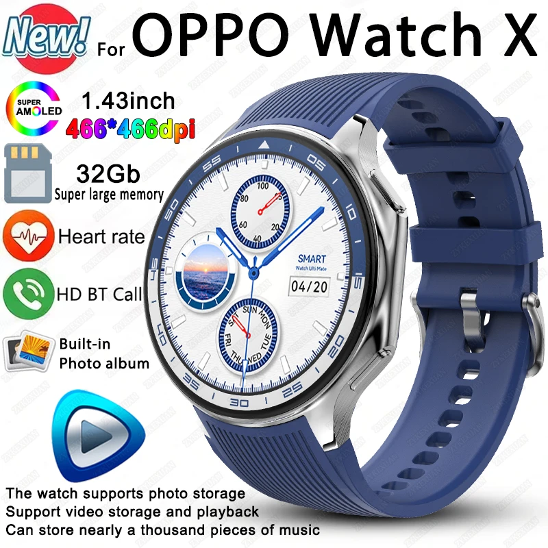 2025 New For OPPO IOS Watch X High-End Business Watch 32G Large Memory Album Smart Watch Men Sports Fitness Waterproof Bracelet