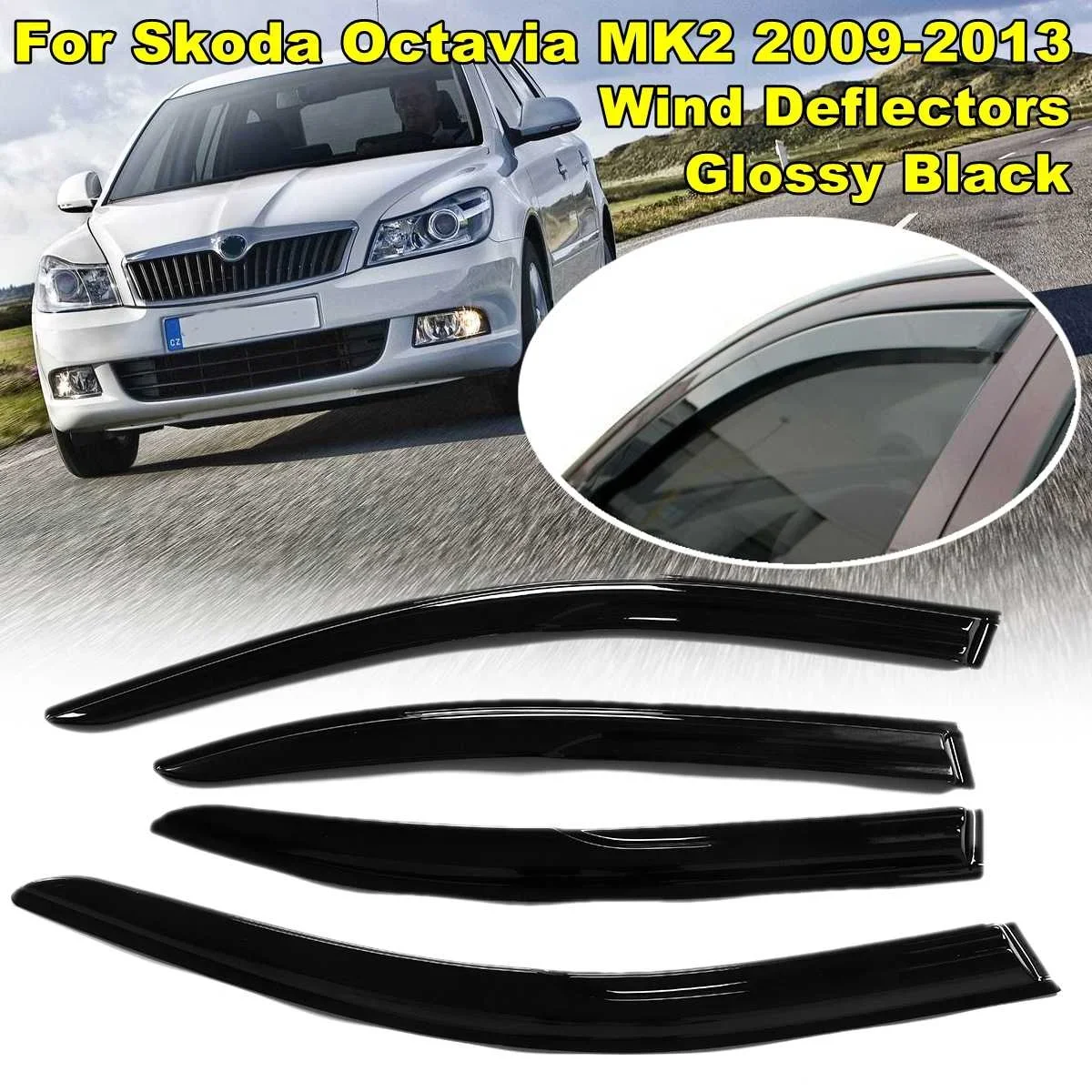 

MK2 4x Car Side Window Visor Wind Shields Sun Rain Guards Vent Tinted For Skoda Octavia MK2 2009-2013 Wind Deflector Body Kit