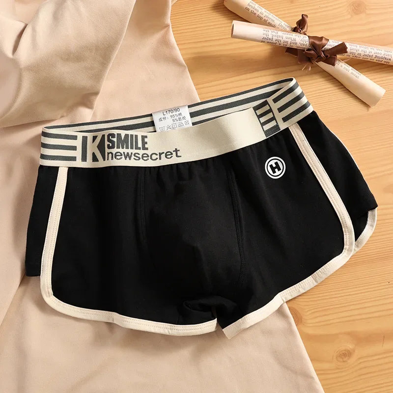 Men Minimalist Underwear Made Of Pure Cotton With Four Corners Loose Comfortable Breathable Teenage Boys' Flat Corner Shorts Hot