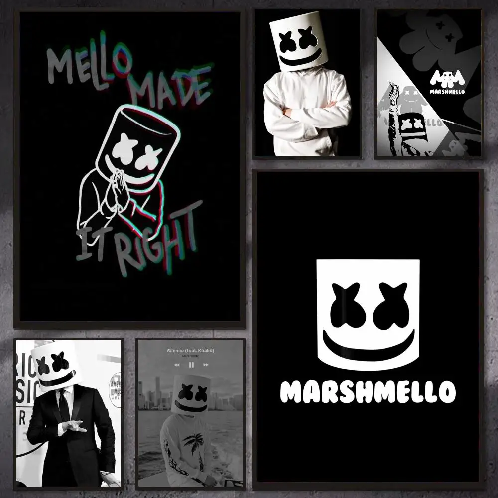 Cool DJ Singer M-Marshmello Poster PP Wall Decor Posters Celebrity Art Prints Aesthetic Wall Art Bedroom Office Home Gift