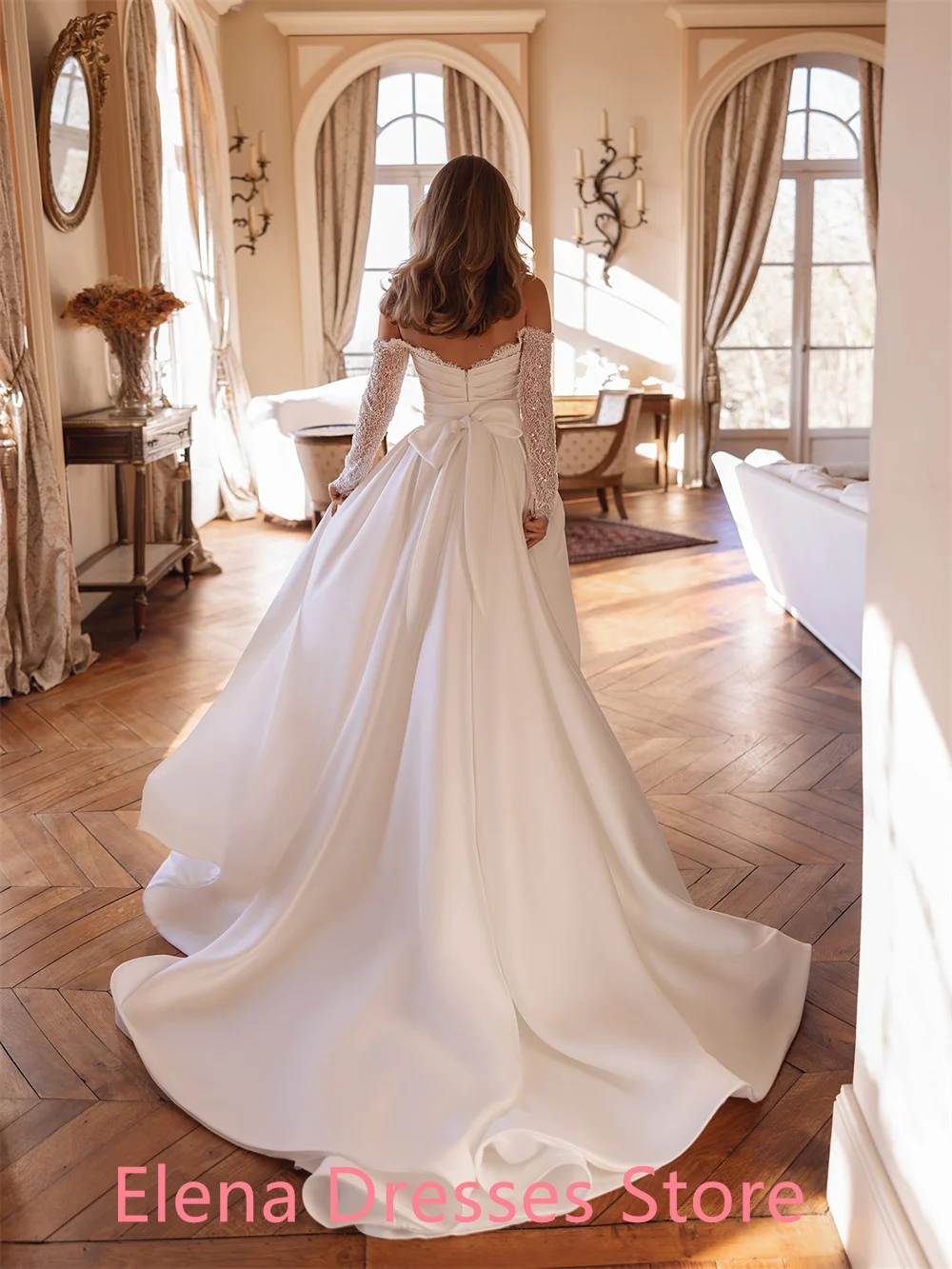 Personalizado elegante/gravcioso branco cetim vestido de baile delicado sem alças fora do ombro sereia zíper voltar robe de soir