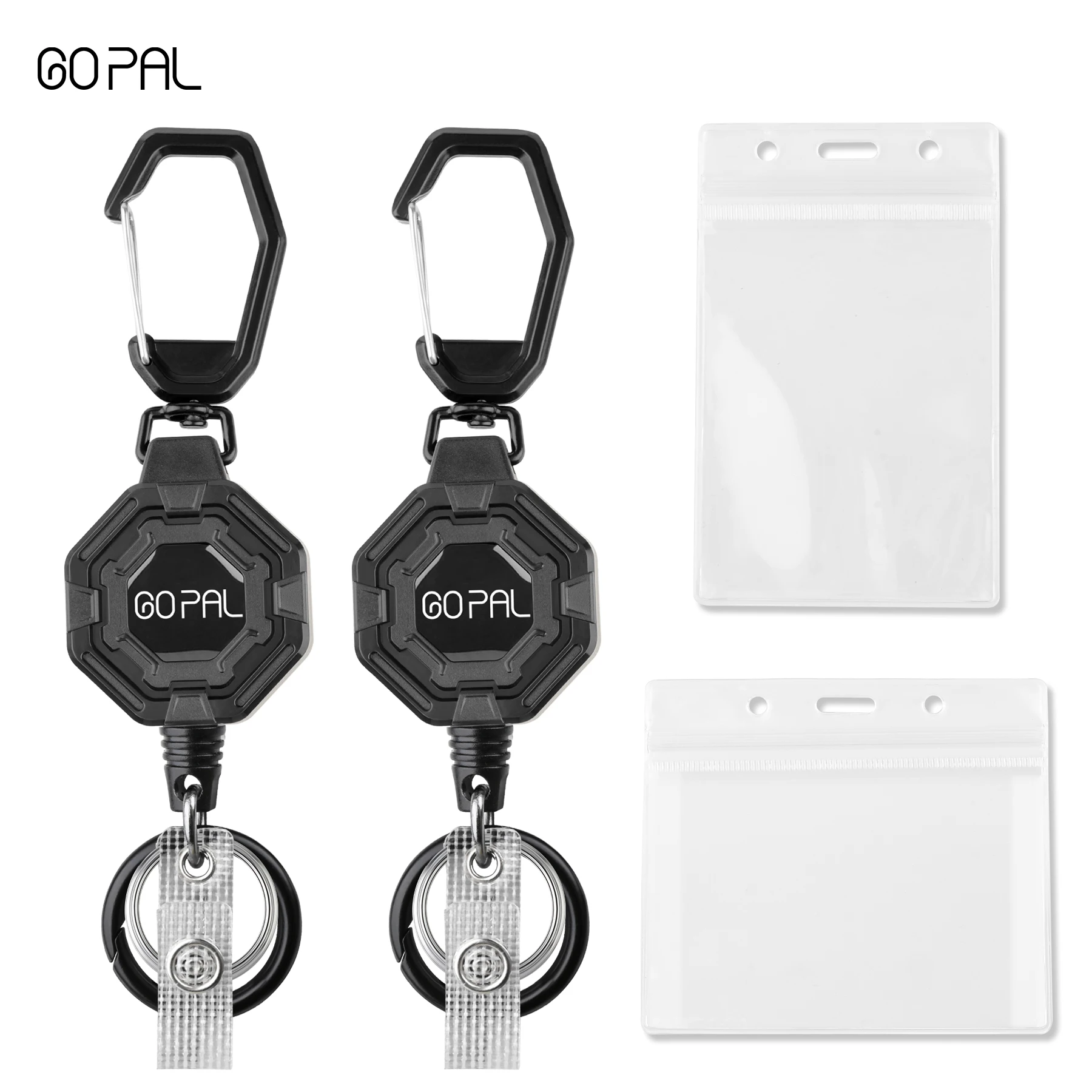 

Gopal GF02 Retractable Keychain ID Credit Card Sleeve Horizontal and Vertical Multi-purpose Card Holder Work Pass Card Covers