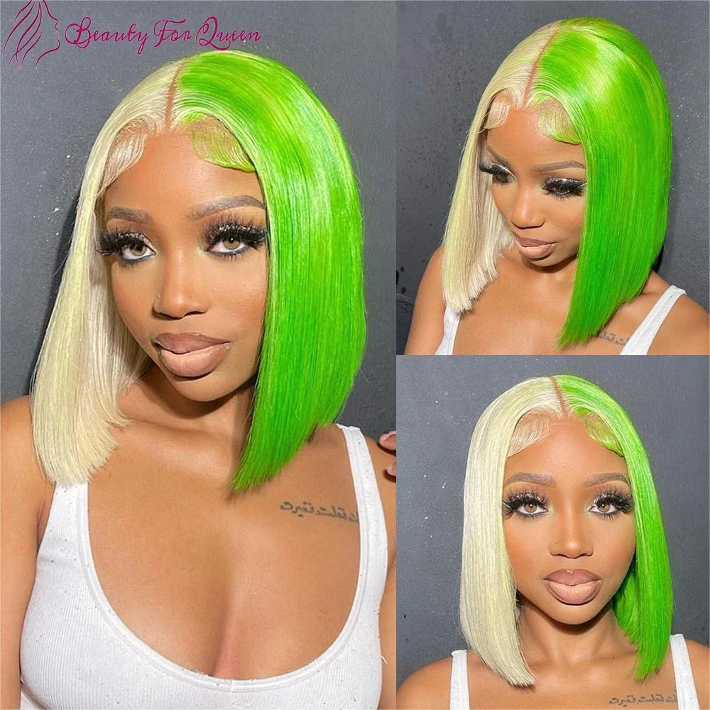 transparent-13x4-hd-lace-frontal-wigs-60-green-straight-short-bob-brazilian-colored-human-hair-wig-high-quality-for-women