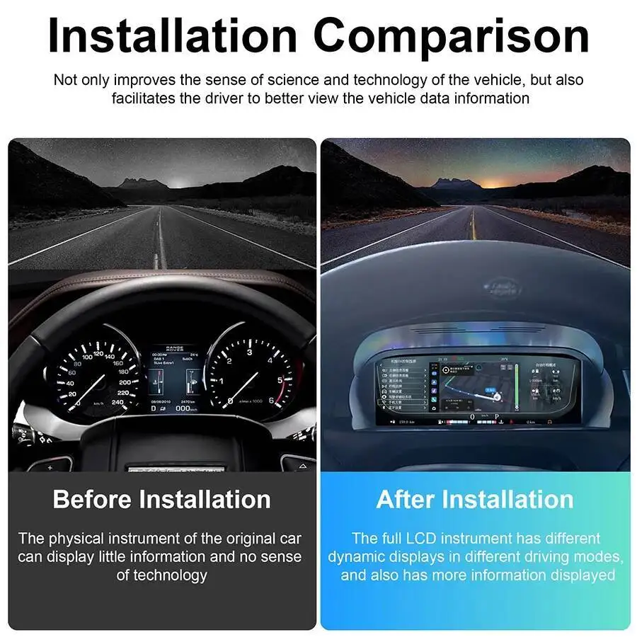 Per Land Rover Range Rover Evoque 2012-2019 Pannello strumenti LCD Cruscotto digitale Carplay GPS Tachimetro Orologio da cabina virtuale