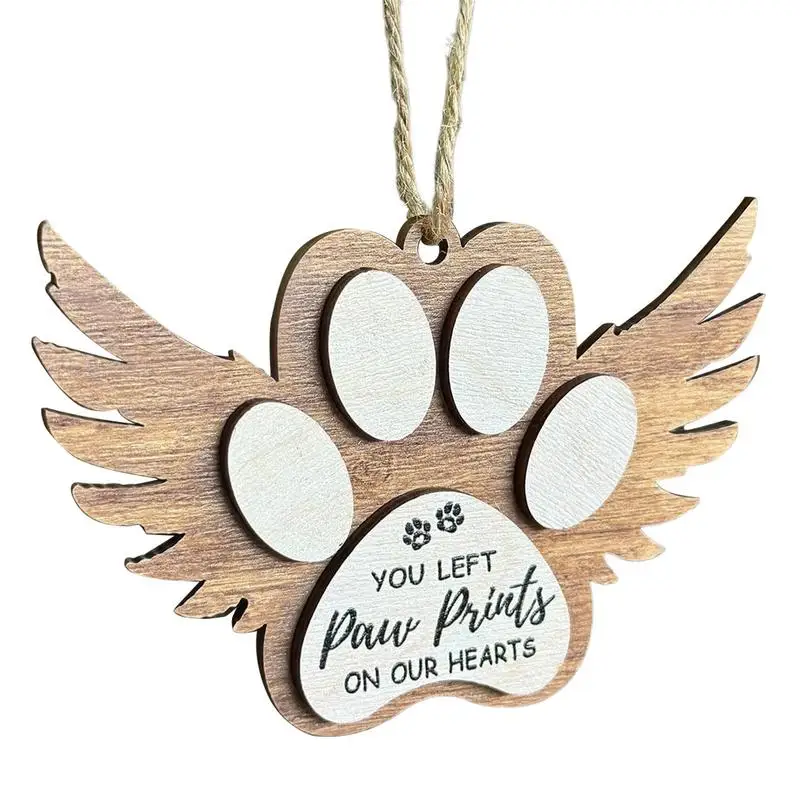 Dog Remembrance Ornament Memorial Ornament Wall Decor Backpack Pendant Dog Paw Bag Charm Wooden Sign Sympathy Keepsake Home