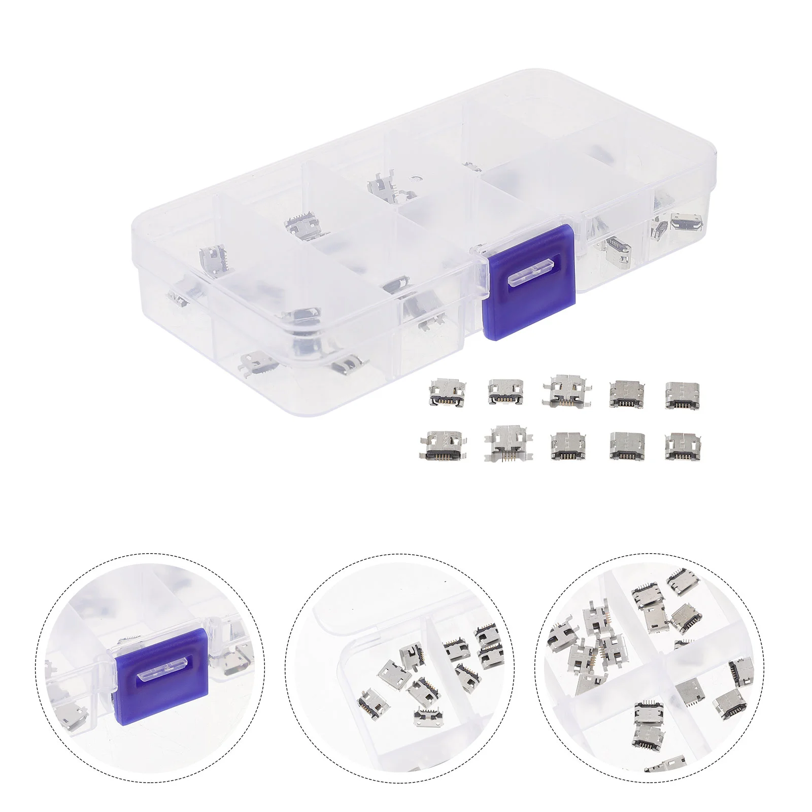 50 Pcs 50pcs USB Socket Female All Copper Micro-usb 10 Combinations 5-Pin Replacement Adapter Sockets Connector Port