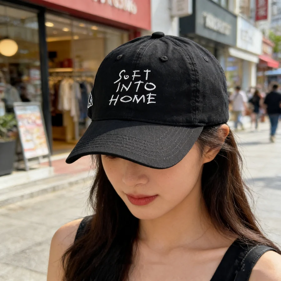 Soft-Top Washed Vintage Letter Embroidery Baseball Cap, Unis