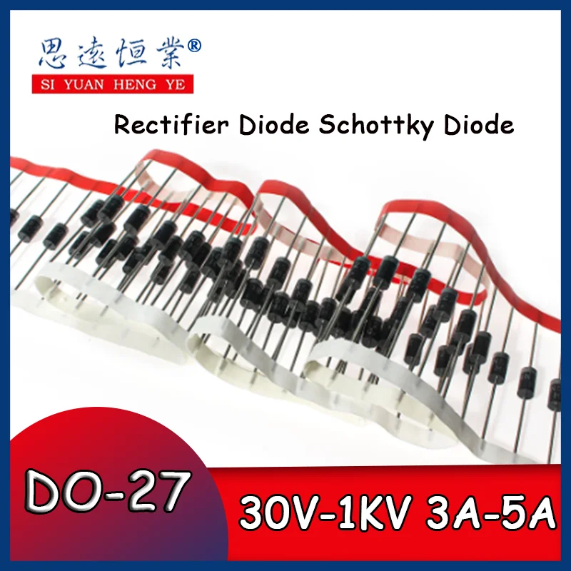 100PCS Rectifier Diode Schottky Diode 1N5404 1N5406 1N5408 1N5822 1N5824 DO-27 30V-1KV 3A-5A