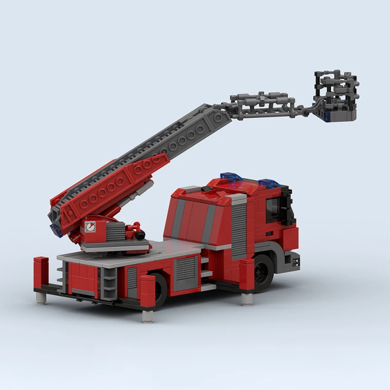 Modello di auto da servizio cittadino MOC Mattoni da costruzione Fuoco Scaletta Camion Tecnologia modulare Regali Vacanza Assemblare Giocattoli per bambini Vestito