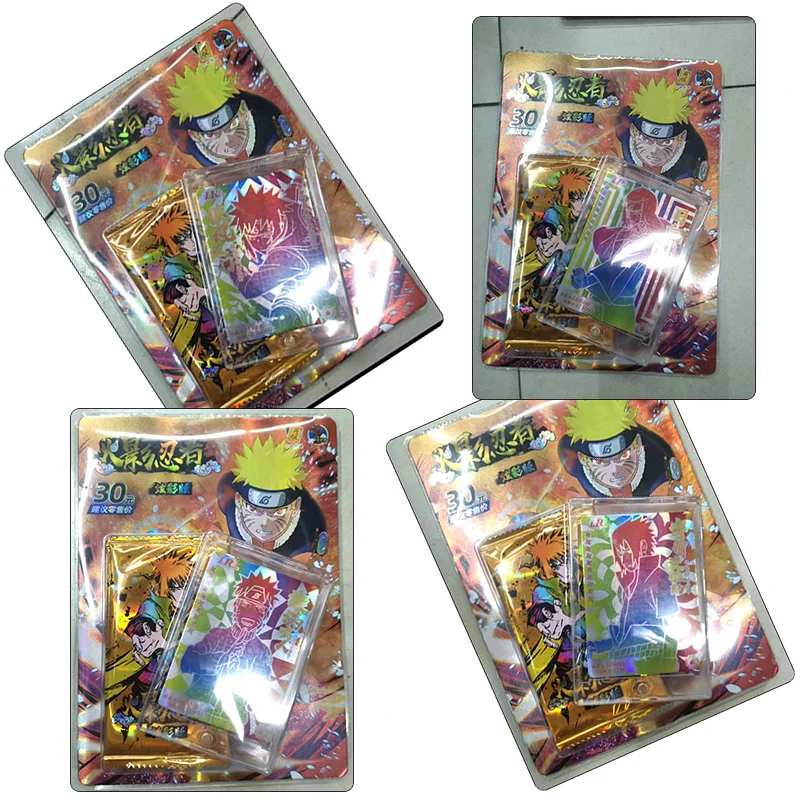 Naruto Namikaze Minato Uchiha Sasuke Hyuga Neji Anime Characters Bronzing Game Collection Flash Card Cartoon Toys Christmas Gift