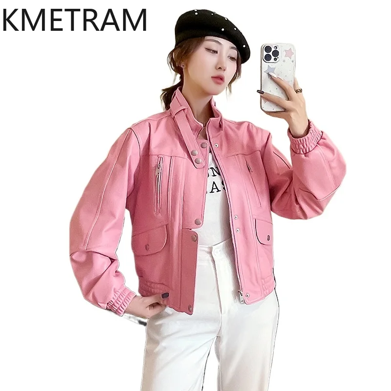 100% Top Layer of Sheepskin Jacket Woman Biker Genuine Leather Jackets Short Outerwears Fall Clothes 2025 Women дубленка женская
