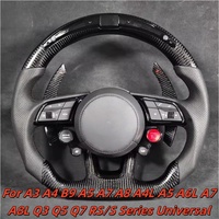 LED Car Steering Wheel Carbon Fiber Custom Made Leather For Audi A3 A4 A7 A8 A4L A5 A6L A7 A8L Q3 Q5 Q7 RS/S Series Universal
