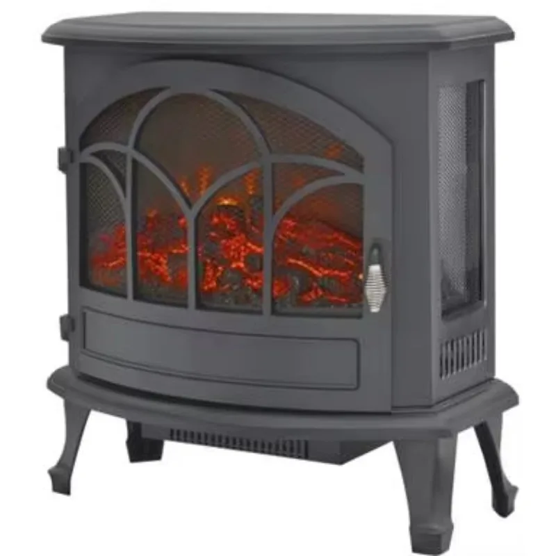 Freestanding Semicircle Black Electric Fireplace