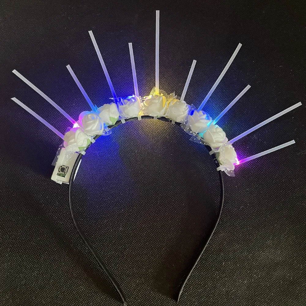 

1 шт. Детская и взрослая светящаяся корона-ободок «Солнечный луч» с шипами, головной убор «Снежинка» для Хэллоуина 2026, новинка