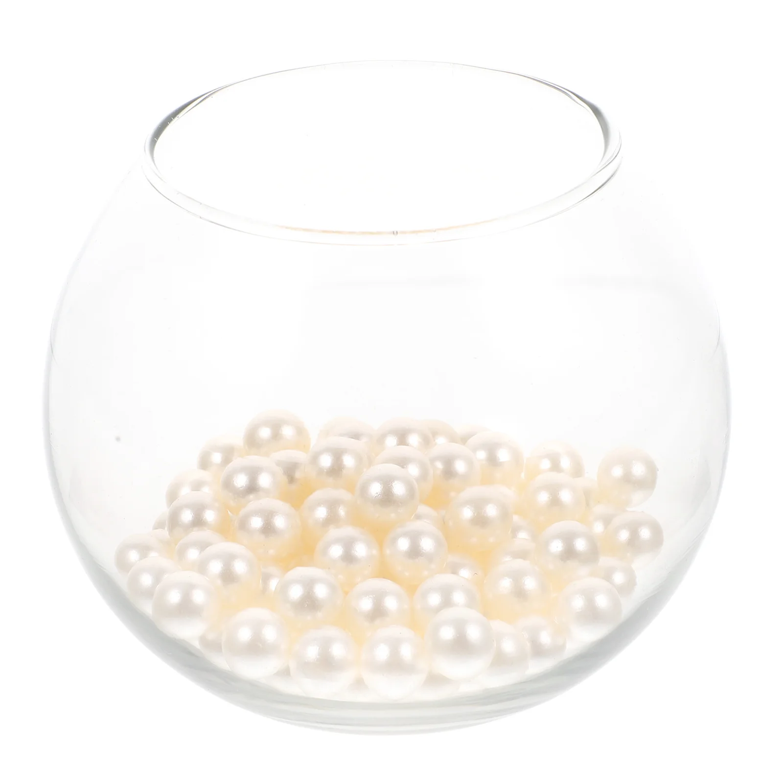 

1Set Mini Glass Fish Tank Round Clear Design Stylish Durable Desktop Aquarium Home Office Pearl Design Betta Fish Container