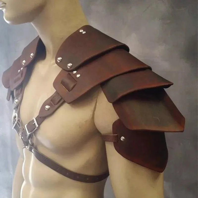 Mittelalter liche Renaissance Wikinger Piraten Schulter Rüstung Ritter Gladiator Paulen Steampunk Männer Pu Leder Brust Rüstung Cosplay Larp