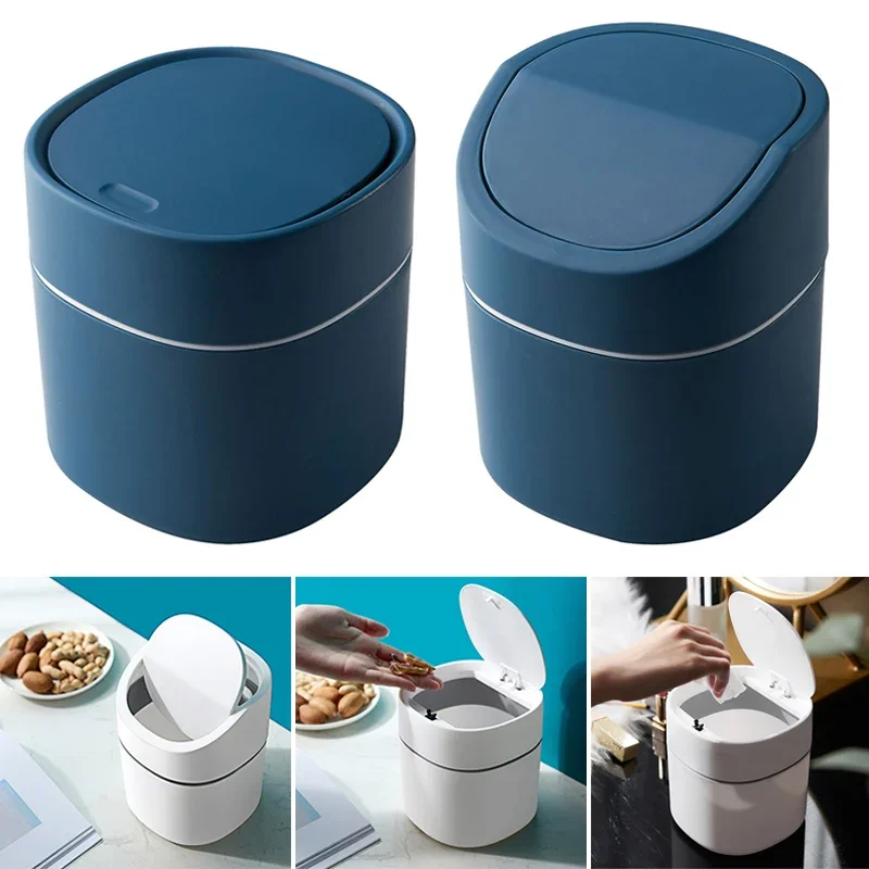 Mini Desktop Multifunctional Trash Can Home Car Storage Bucket Accessories With Lid Garbage Bin Nordic Style Living Room Office