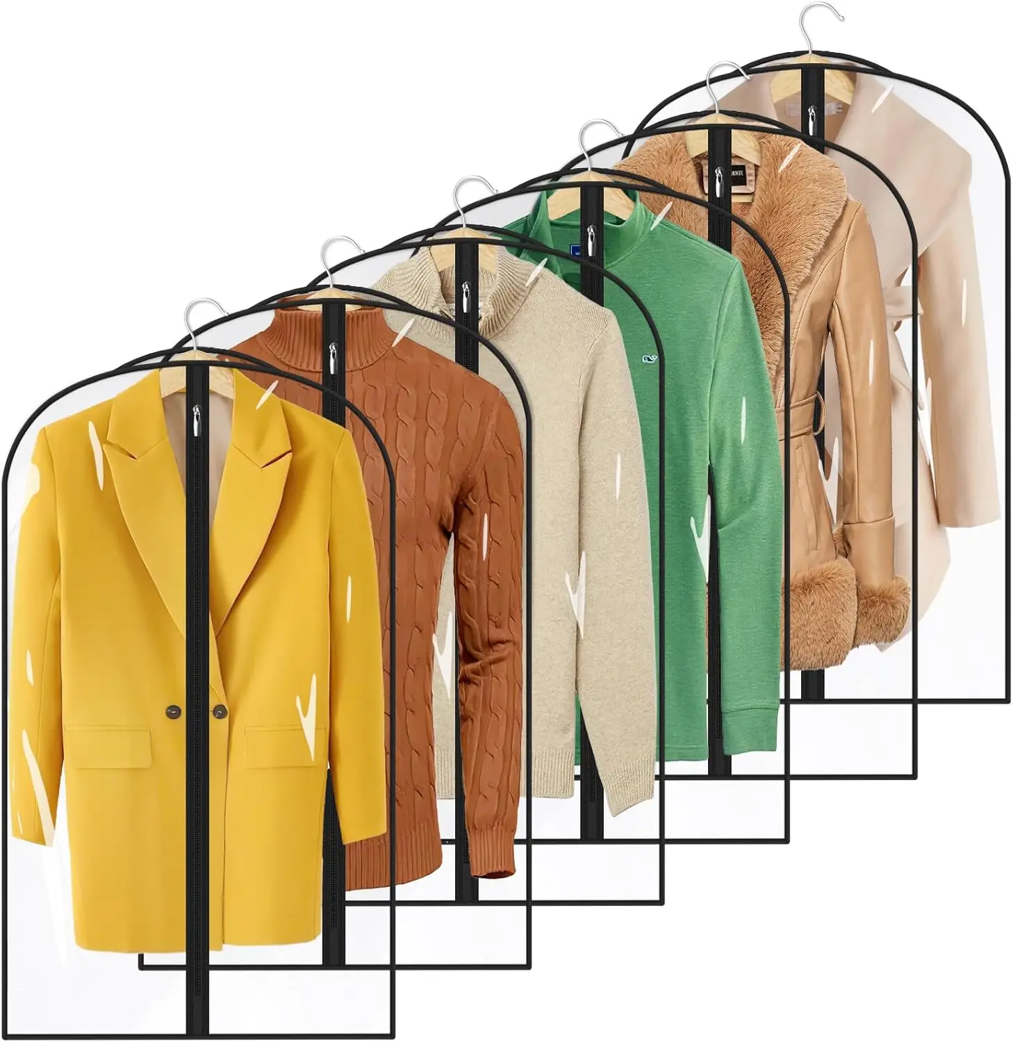 

Clear Garment Bags for Hanging Clothes, 40" Suit Bags for Closet Storage, Plastic Clothes Covers for Shirts, Jackets, Coats, 6 Pack
