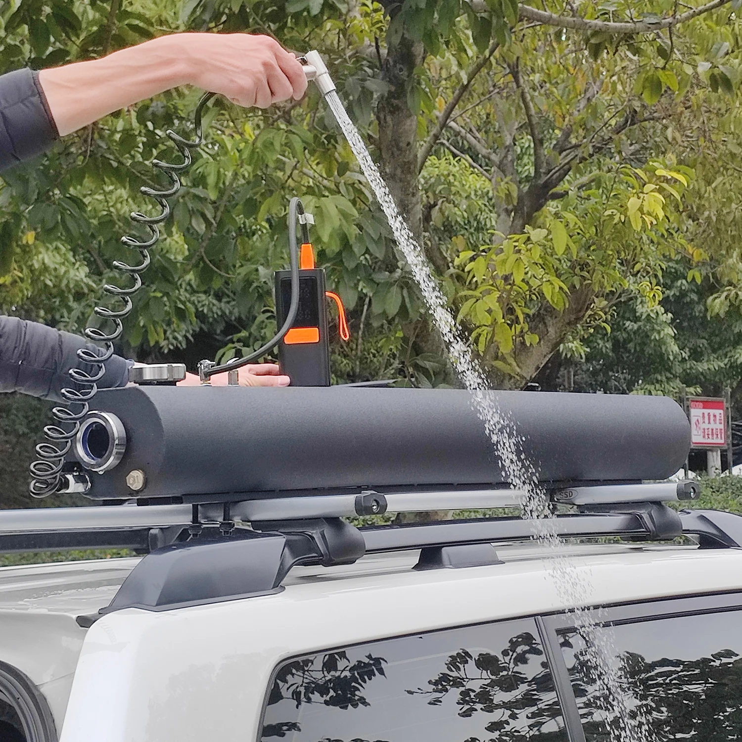 

4x4 Outdoor Stainless Steel 25L-35L Car Roof Water Tank Road Camping Shower Pressure Storage Tank