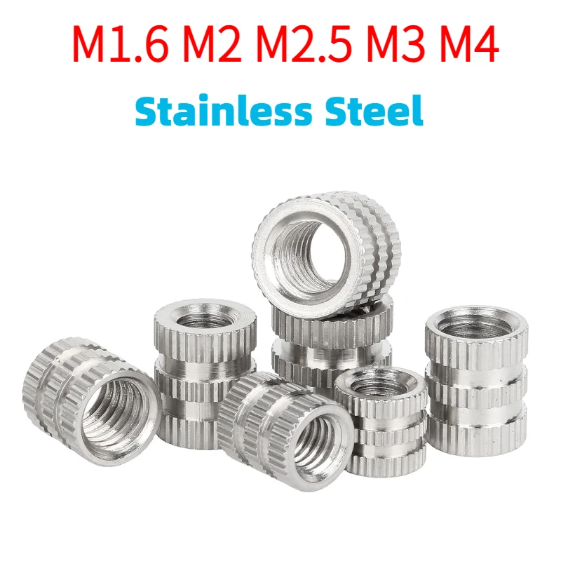 M1.6 M2 M2.5 M3 M4 303 Stainless Steel Insert nut Injection Molding Stainless Steel Knurled Th Read Inserts Nuts GB809