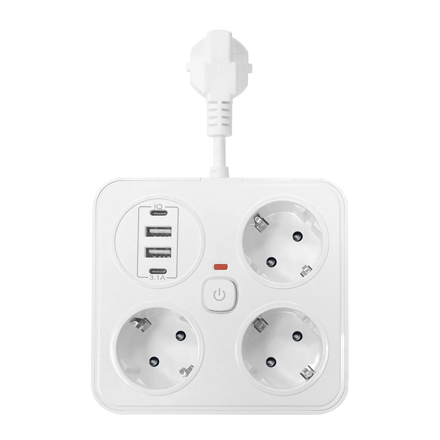 EU Plug Power Strip 3 AC Outlets Extension Socket With USB Type C Charging 13A 250V 3250W Surge Protector Network Filter Adapter