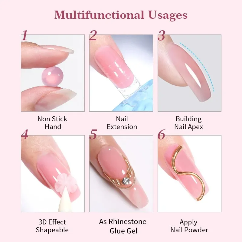 1pcs 15ml Clear Non Stick Hand Extension Gel Nail Polish for 3D Shaping Nail Art Solid Milky Jelly Hard Gel for Fake Nail