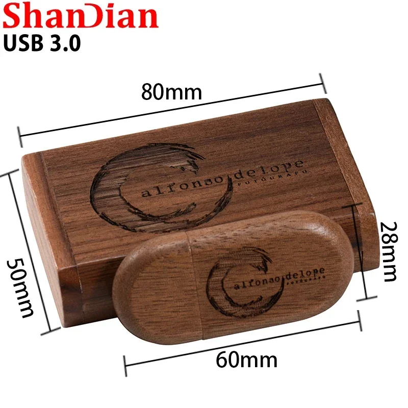 5PCS/Lot Wooden Gift Box USB 3.0 Flash Drive Real Capacity High Speed Pen Drive Free Custom Logo Memory Stick Wedding U Disk 64G