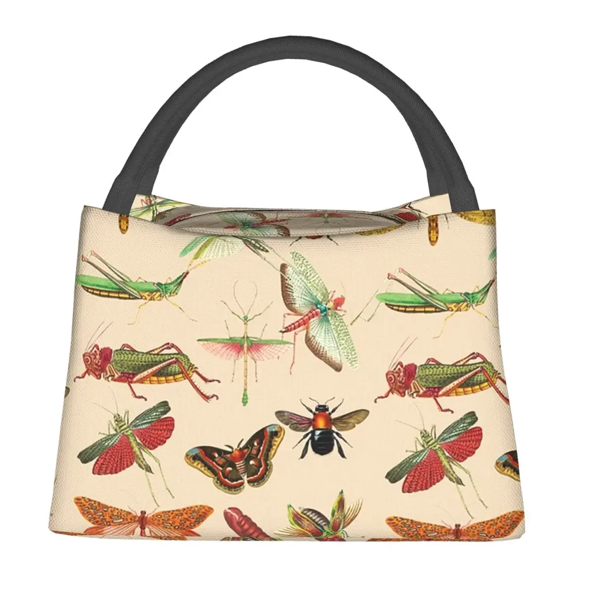 Vintage Bugs And Insects Illustration Lunch Bags Insulated Bento Box Lunch Tote Picnic Bags Cooler Thermal Bag for Woman Kids