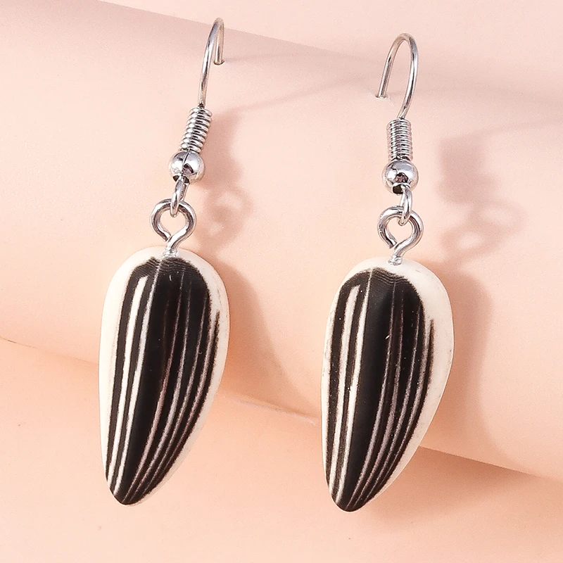 Cute Food Melon Seeds Drop Earrings for Women Girls Party Holiday Jewelry Accessories