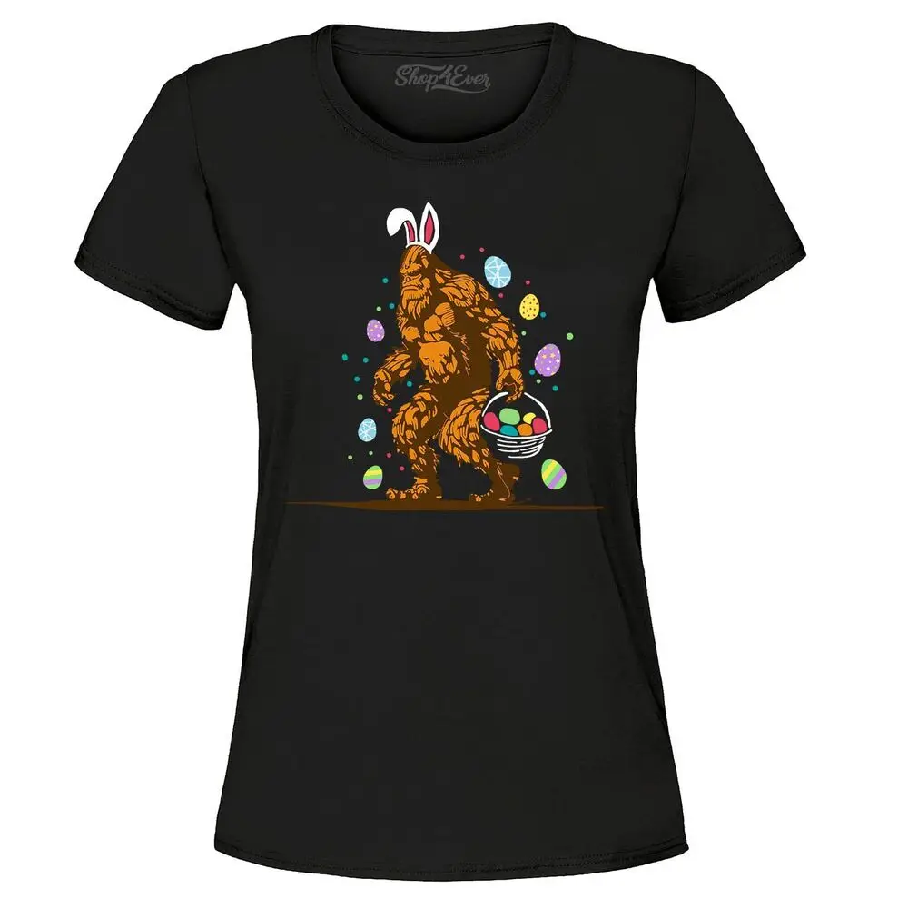 Bigfoot with Easter Basket Egg Hunting Women's T-Shirt Sasquatch Bunny Shirtsvintage Luxury High quality brand oversized