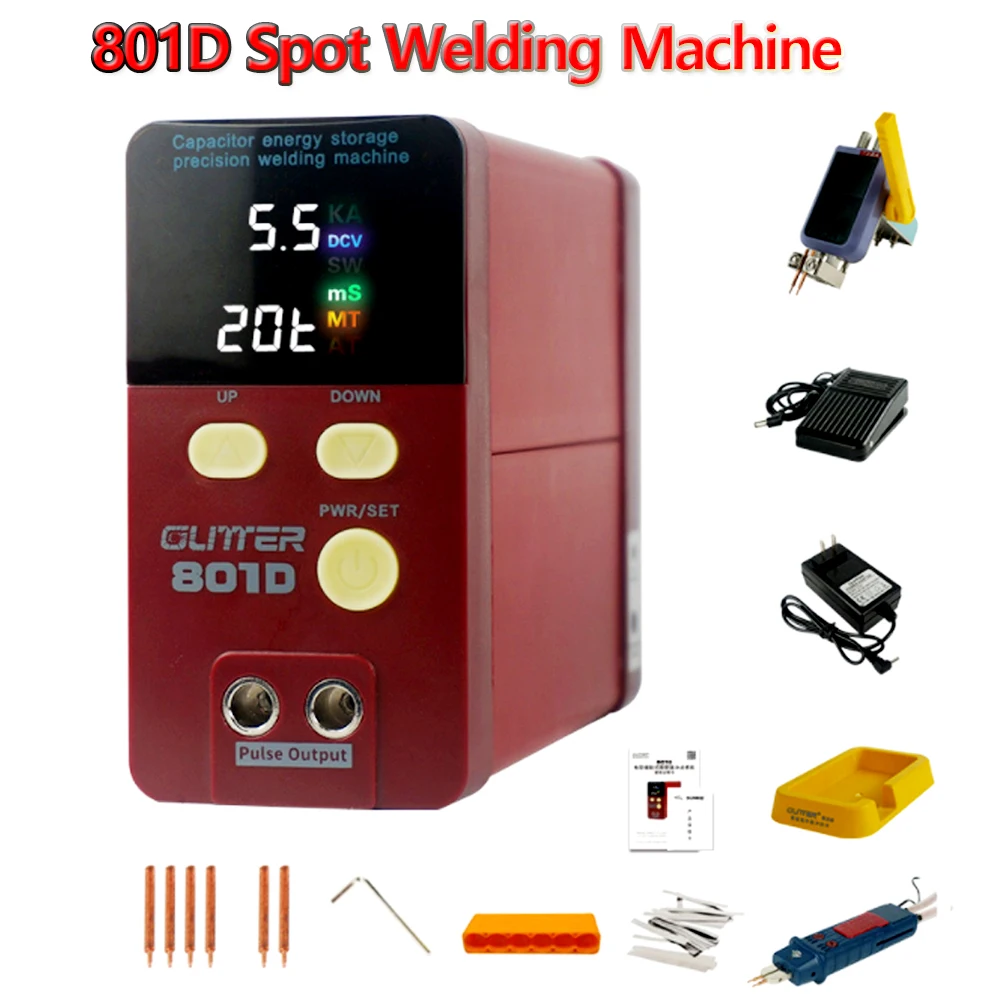 12KW 801D Spot Welder 110-220V Energy Storage Type Small Welding Battery Stainless Steel Iron Nickel Mobile Spot Welding Machin