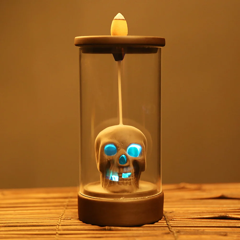

Skull Ceramic Aroma Burner Backflow Incense Censer Holder for Bedroom Study Meditation Yoga Relaxation Decoration
