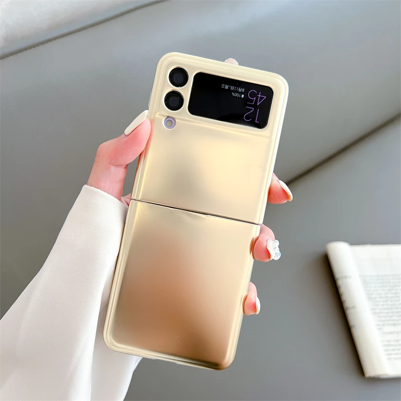 Luxury Metal Plating Gold Silver Soft Silicone Phone Case Cover For Samsung Galaxy Z Flip 3 4 Flip4 ZFlip3 5G Shockproof Funda