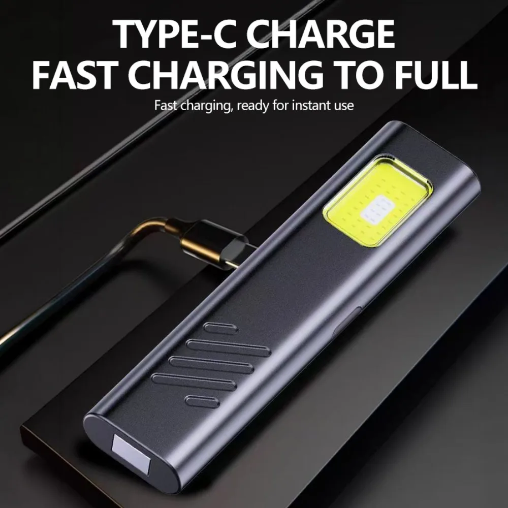 Mini LED COB Flashlight USB Rechargeable Torch Outdoor Waterproof Lamp with Pen Clip/Magnet Fishing Emergency Working Lantern